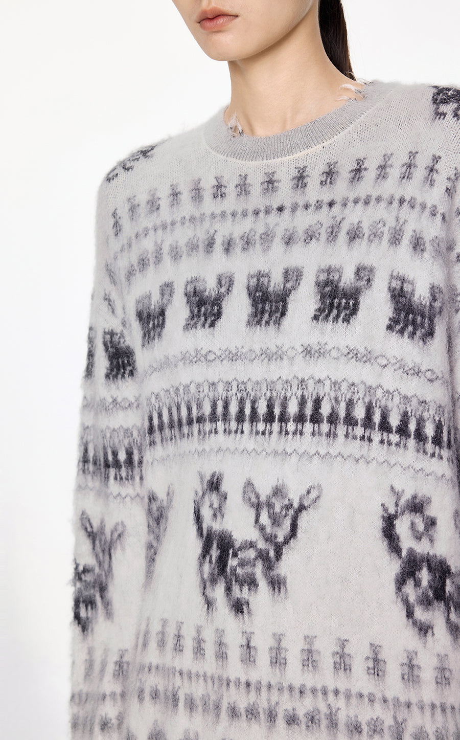 Sweater / JNBY Oversize Intarsia-Knit Sweater