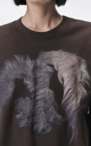 Sweatshirt / JNBY Windblown Rabbit Pattern Loose Fit Round Neck Long Sleeve Sweatshirt