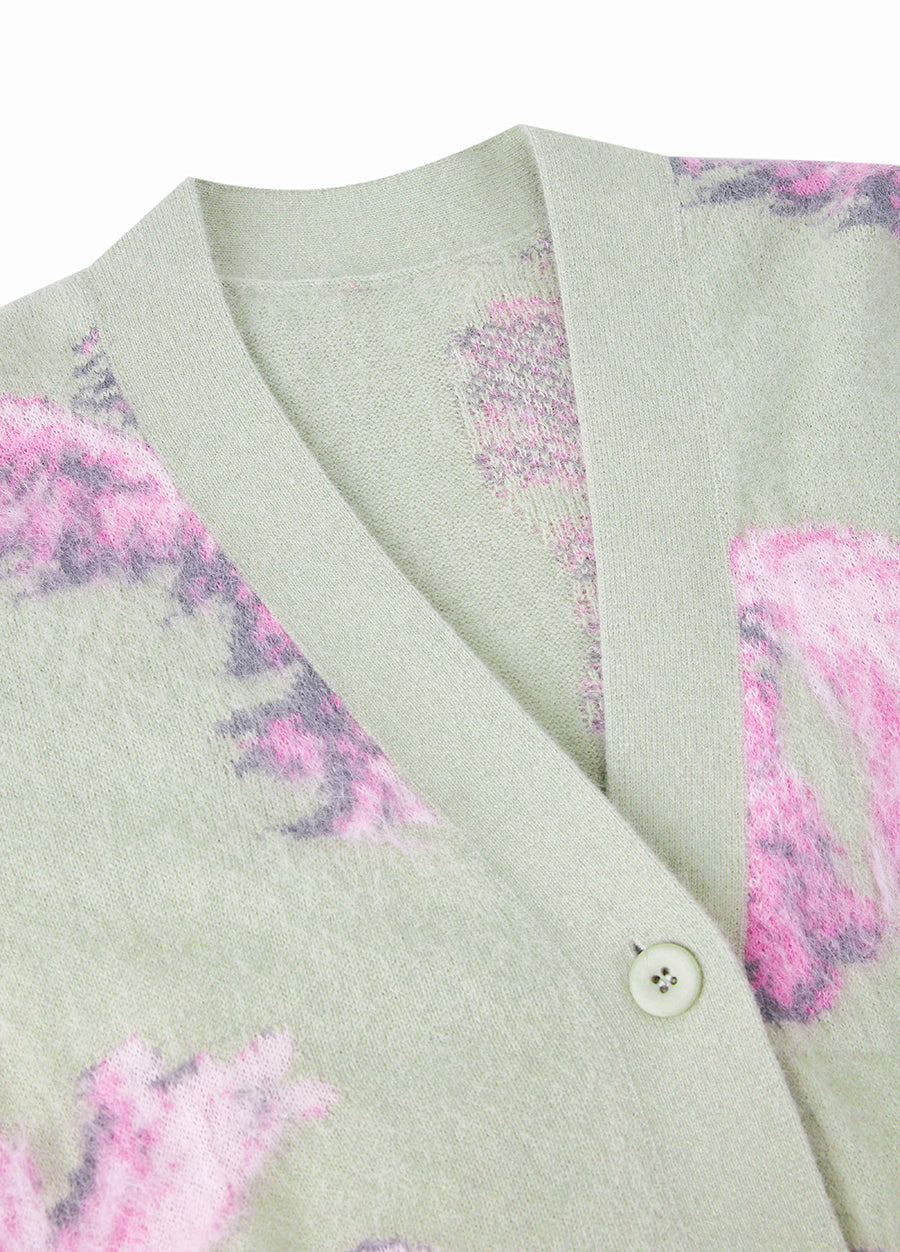 Sweater / JNBY Relaxed V-neck Rabbit Print Cardigan