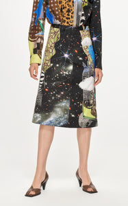 Skirt / JNBY Space Print Long Waist Skirt （100% Cotton）