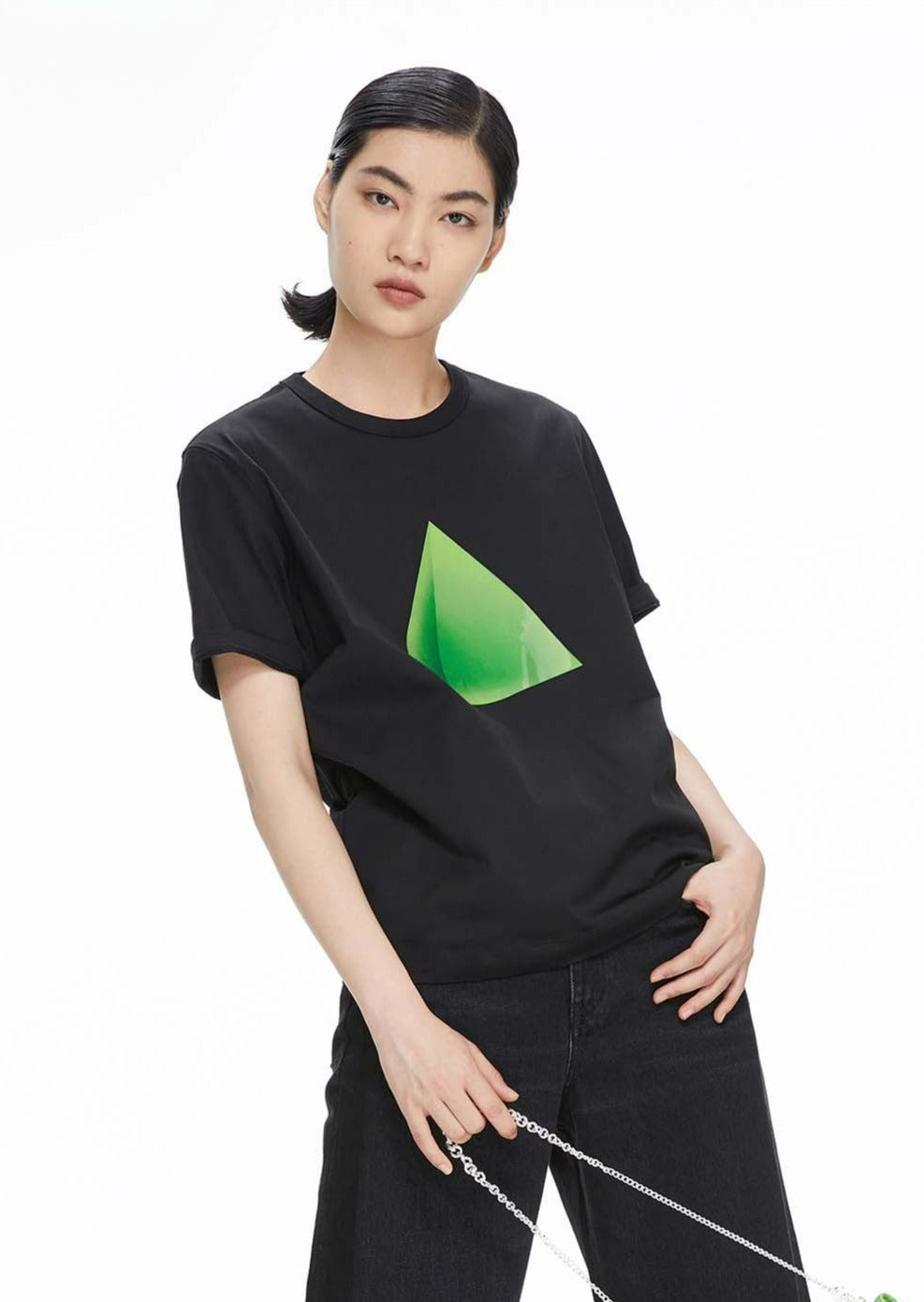 T-Shirt / JNBY Loose Fit Pyramid Print Short Sleeve T-Shirt