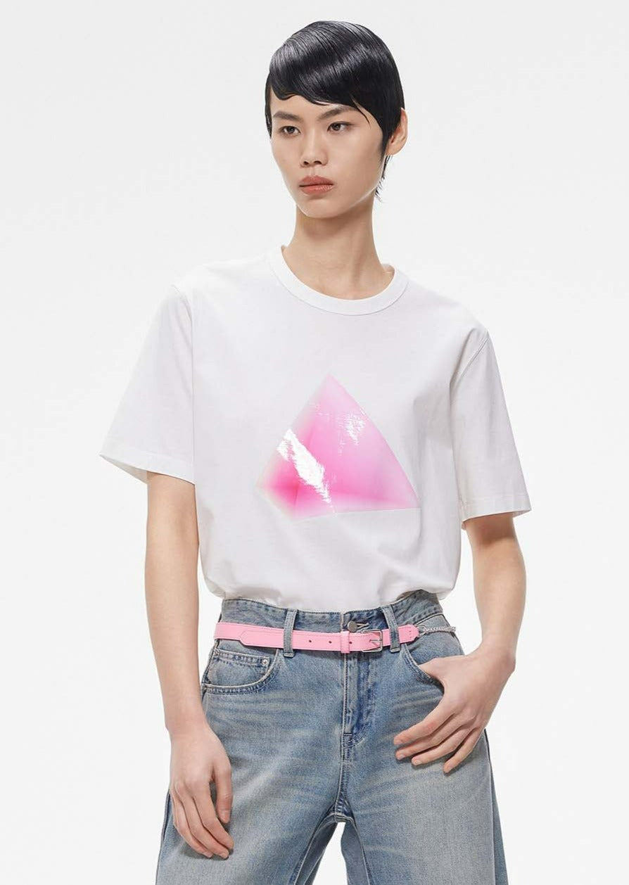 T-Shirt / JNBY Loose Fit Pyramid Print Short Sleeve T-Shirt