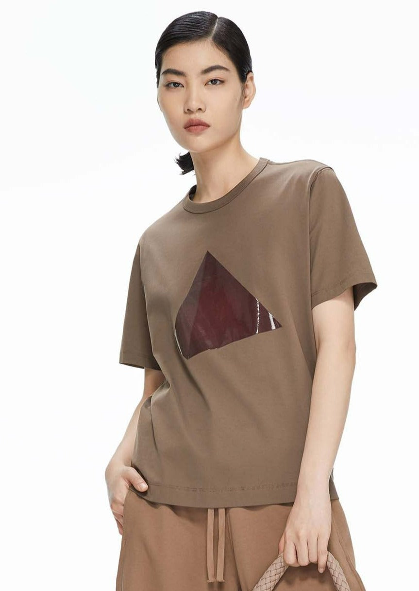 T-Shirt / JNBY Loose Fit Pyramid Print Short Sleeve T-Shirt