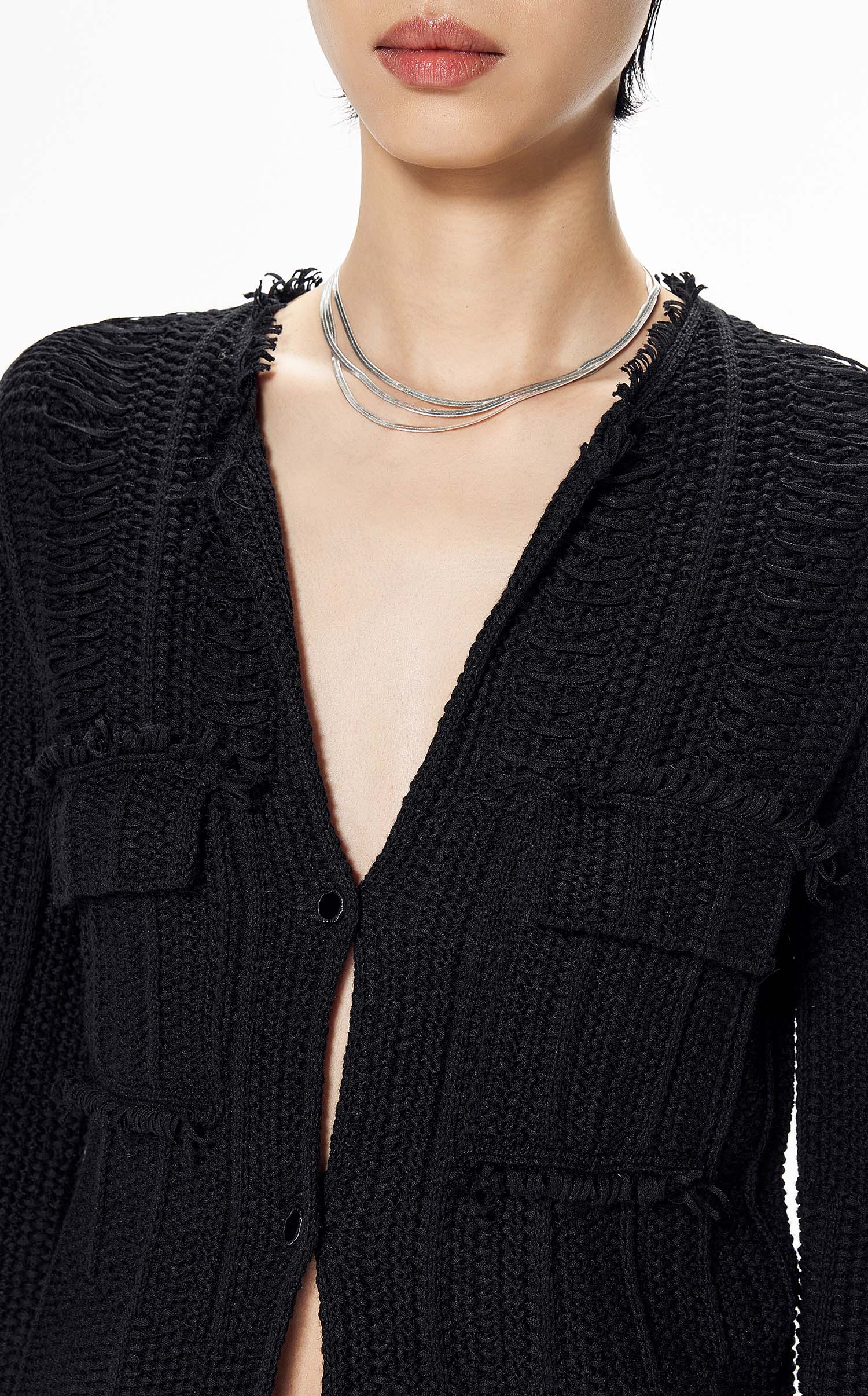 Cardigans / JNBY Woven Irregular H-Line Cropped Cardigan