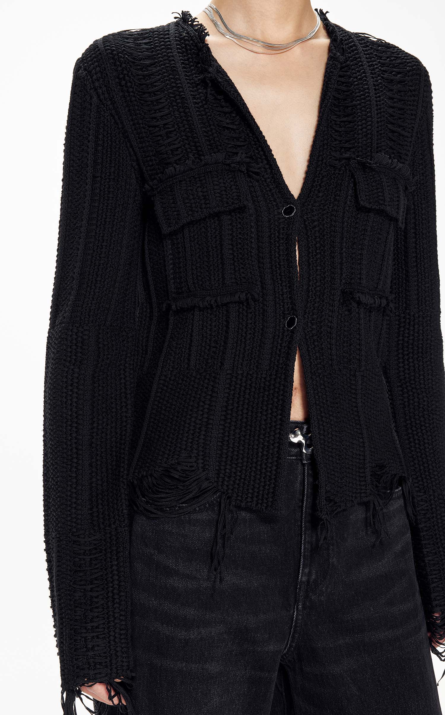 Cardigans / JNBY Woven Irregular H-Line Cropped Cardigan