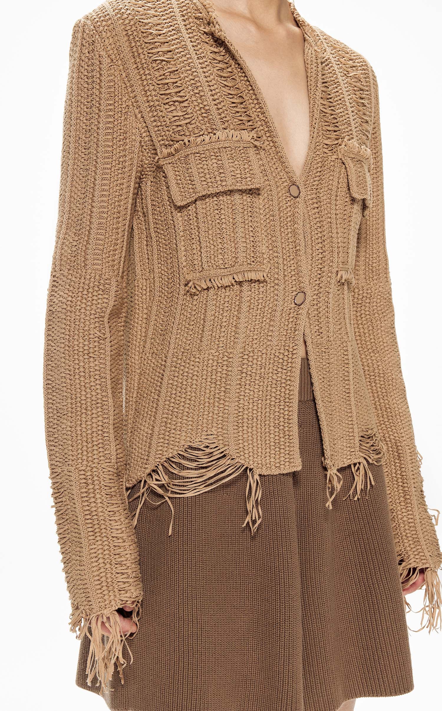 Cardigans / JNBY Woven Irregular H-Line Cropped Cardigan