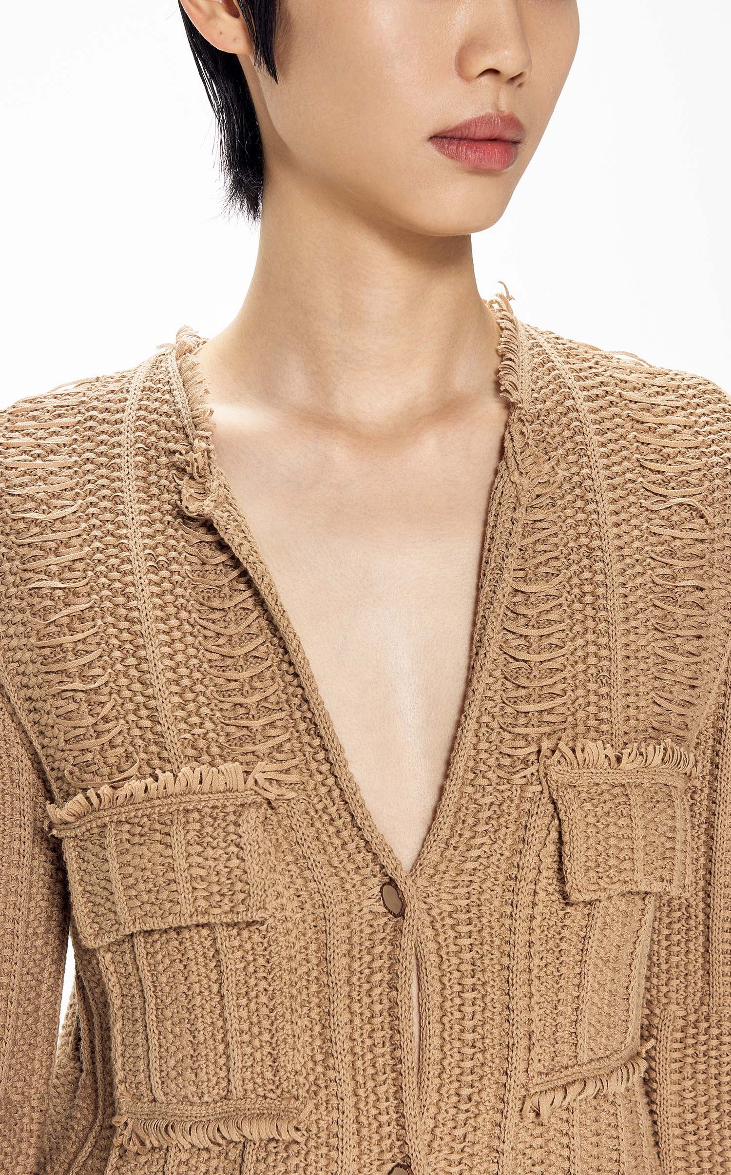 Cardigans / JNBY Woven Irregular H-Line Cropped Cardigan