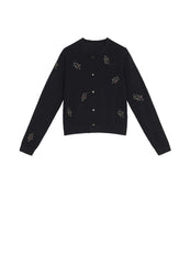 Cardigans / JNBY Classic Jacquard Long Sleeve Cropped Cardigan