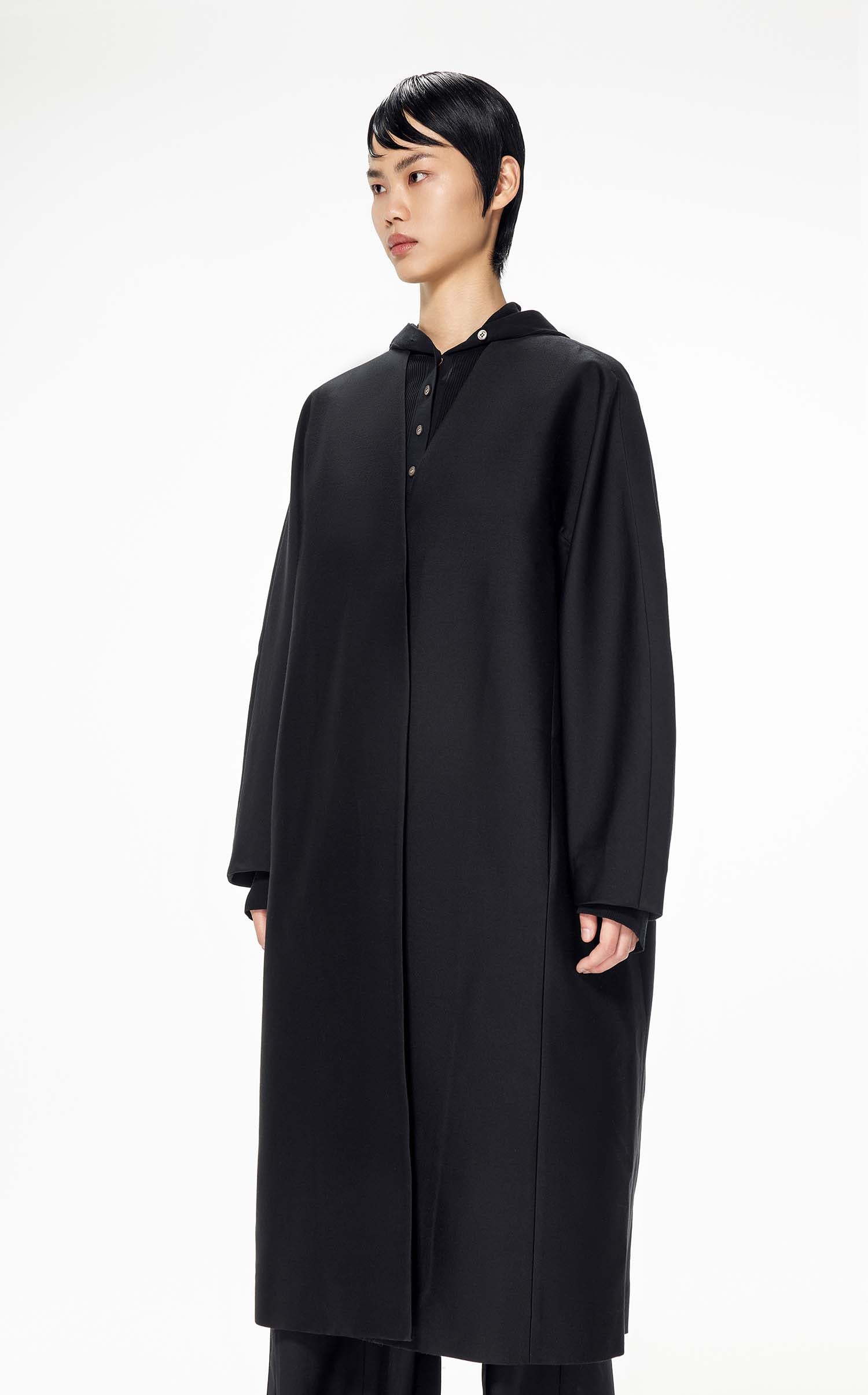 Coat / JNBY Loose Fit H-Line Long Sleeve Trench Coat