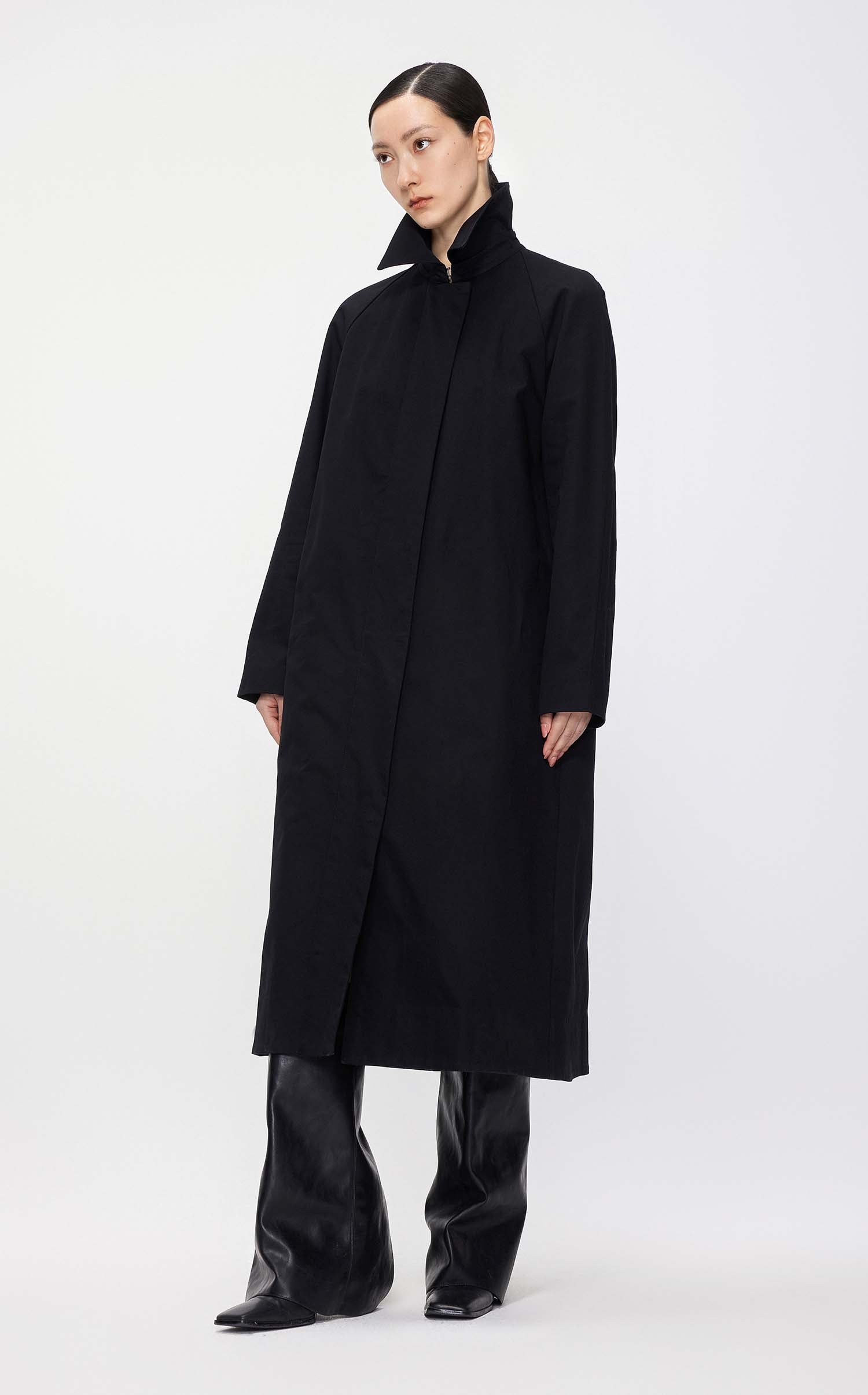 Coat / JNBY Loose Fit Turndown Collar H-Line Long Trench Coat