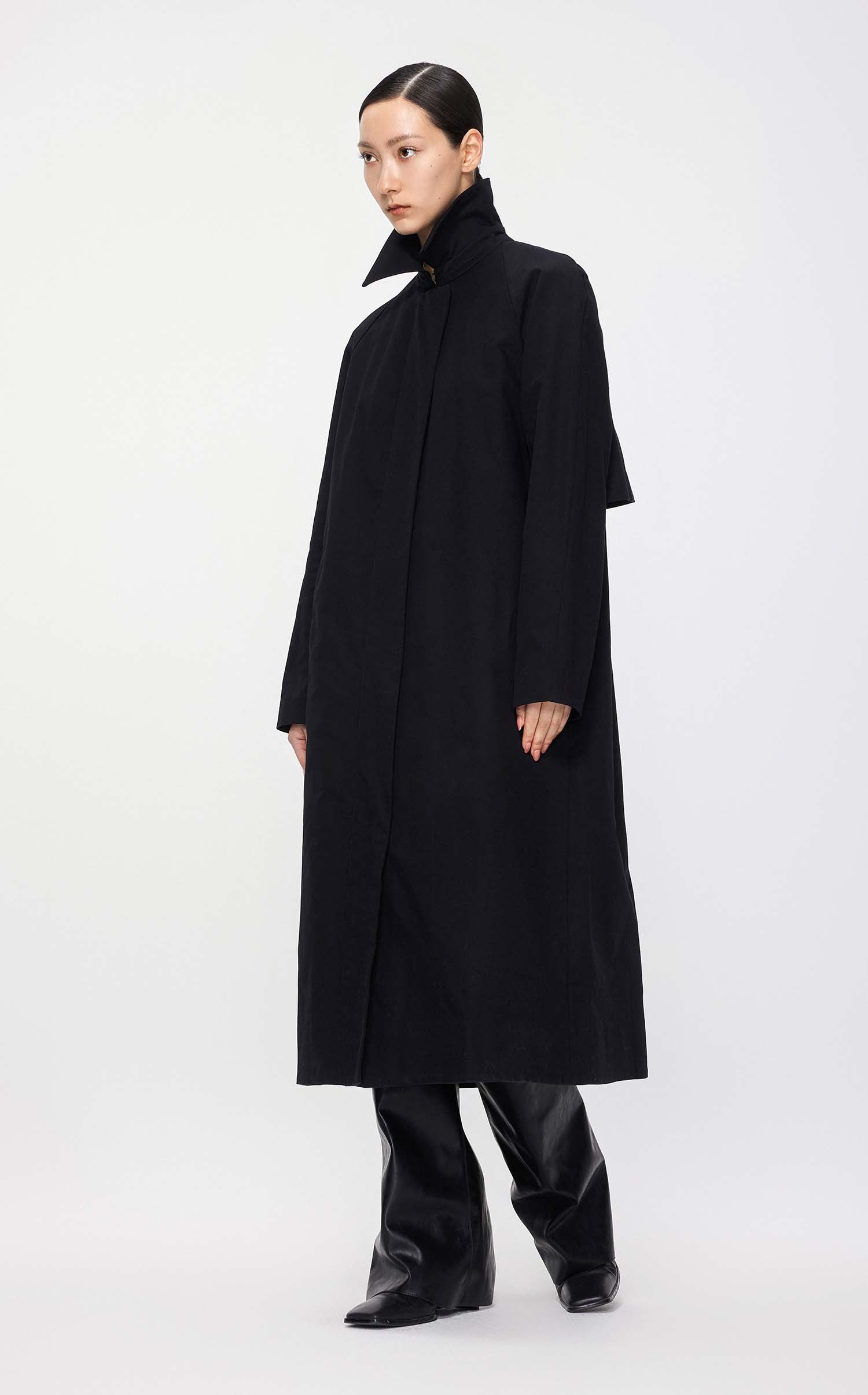 Coat / JNBY Loose Fit Turndown Collar H-Line Long Trench Coat