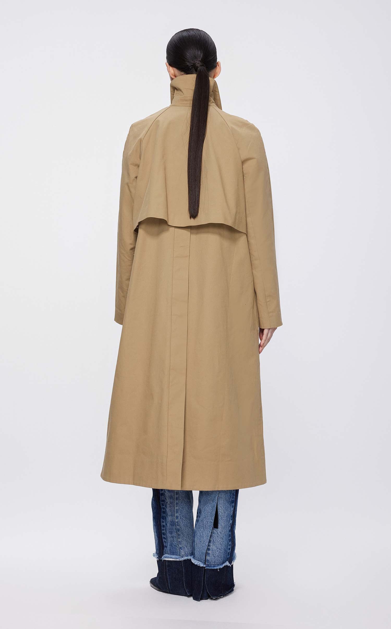 Coat / JNBY Loose Fit Turndown Collar H-Line Long Trench Coat