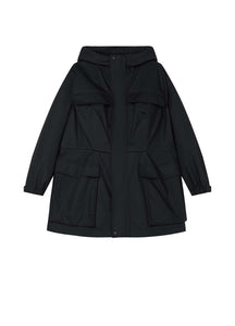Coat / JNBY Loose Fit Large Pocket H-Line Hooded Trench Coat