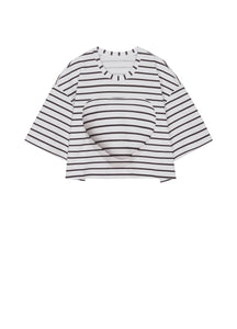 T-Shirt / JNBY Loose Fit Stripped H-Line Cotton T-Shirt