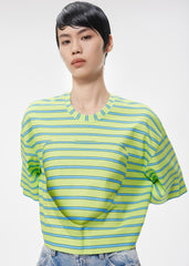 T-Shirt / JNBY Loose Fit Stripped H-Line Cotton T-Shirt