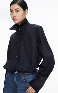 Shirts / JNBY Loose Fit H-Line Ruffle Edge Hem Long Sleeve Shirt
