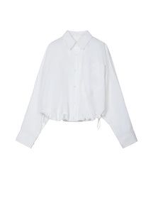 Shirts / JNBY Loose Fit H-Line Ruffle Edge Hem Long Sleeve Shirt