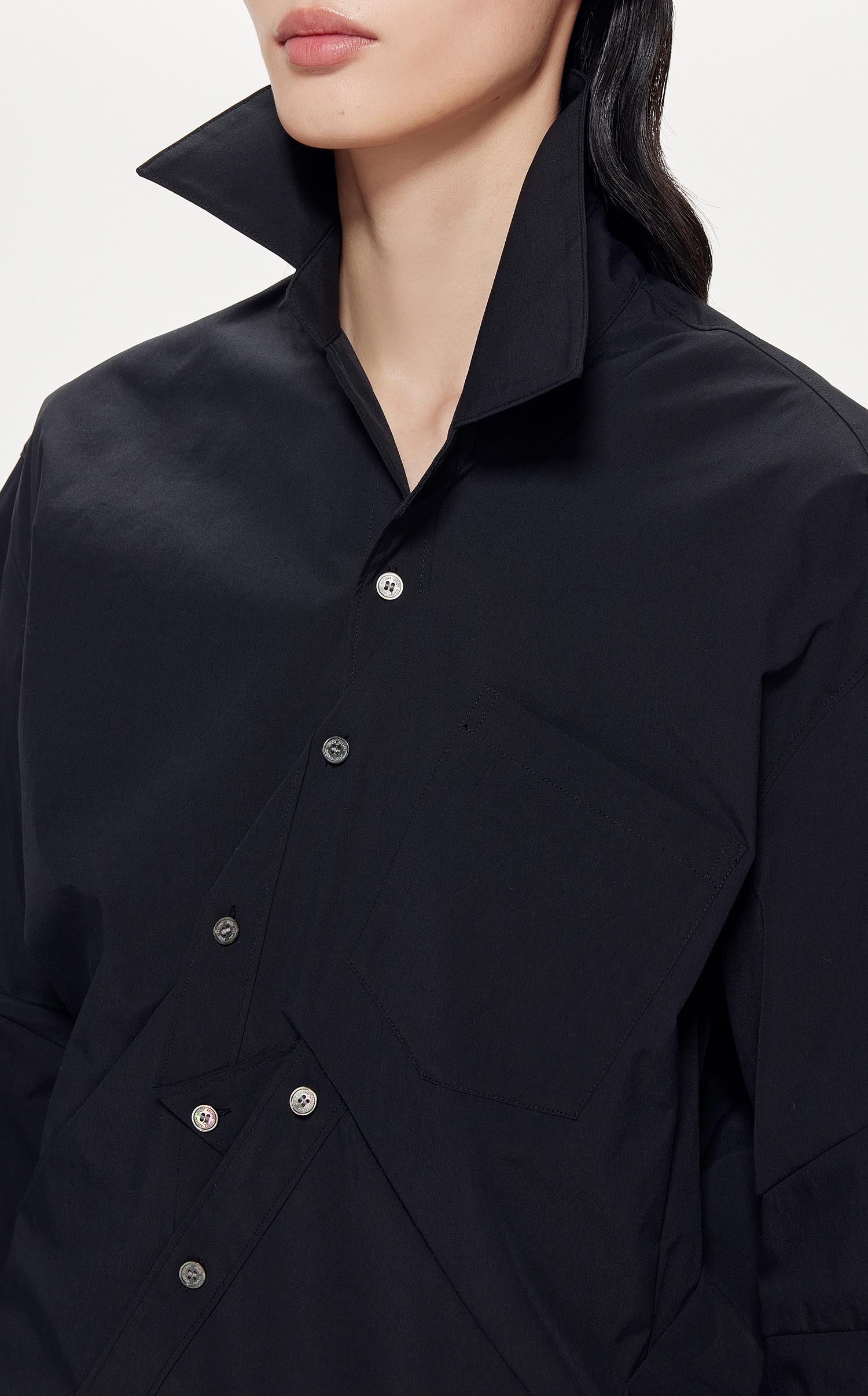 Shirts / JNBY Loose Fit Asymmetric Turndown CollarLong Sleeve Shirt