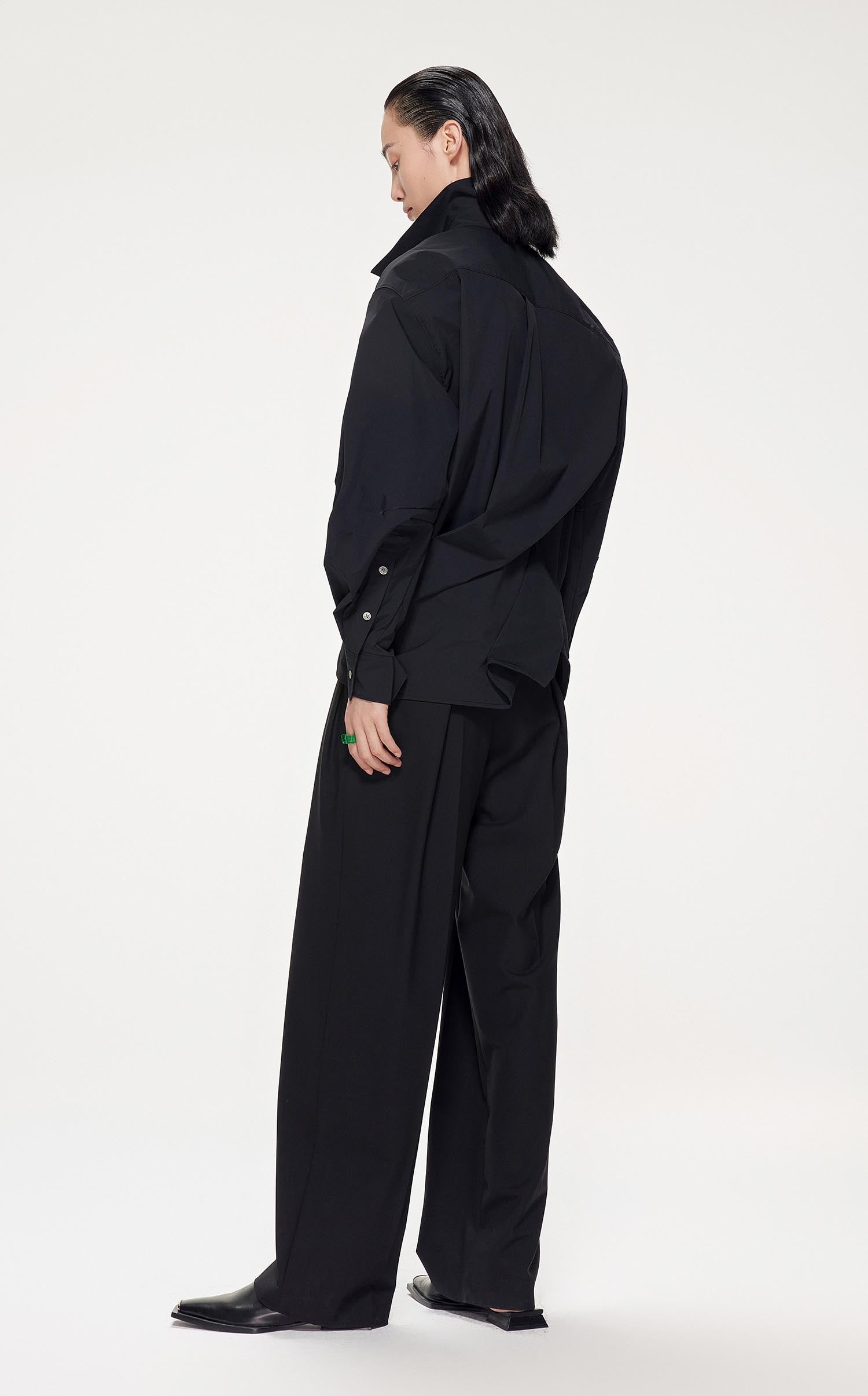 Shirts / JNBY Loose Fit Asymmetric Turndown CollarLong Sleeve Shirt