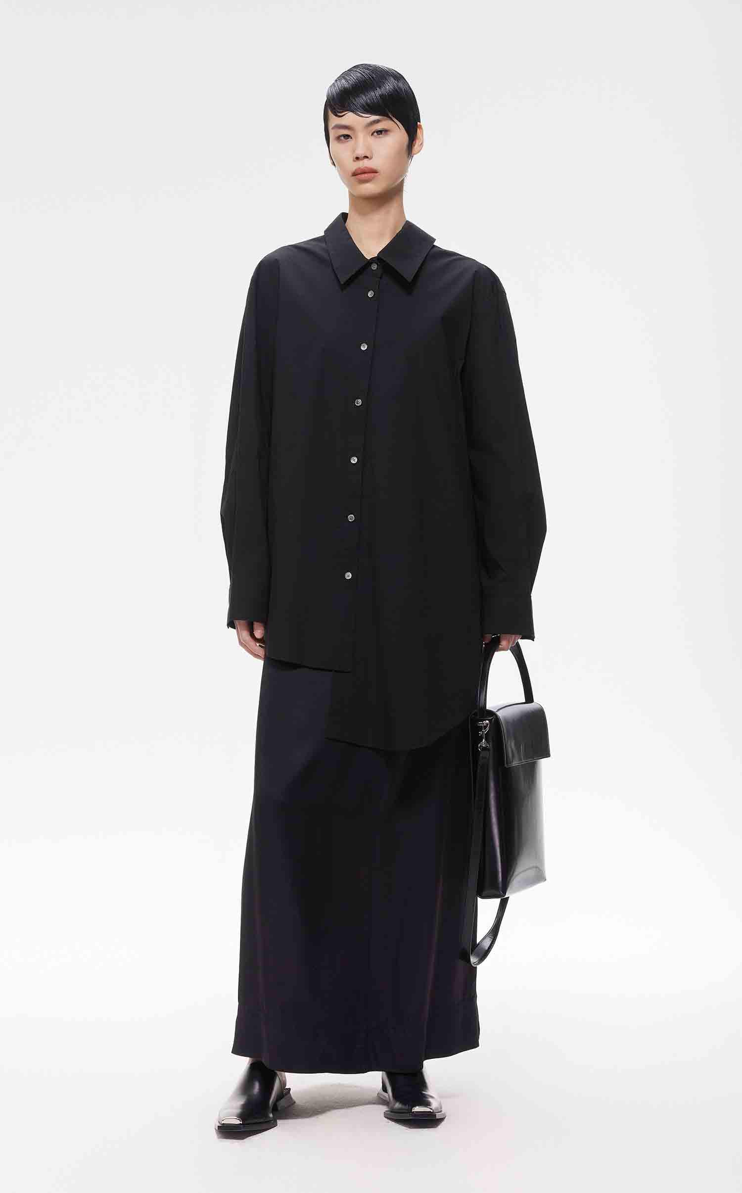 Shirts / JNBY Loose Fit Asymmetric Cotton Long Sleeve Shirt