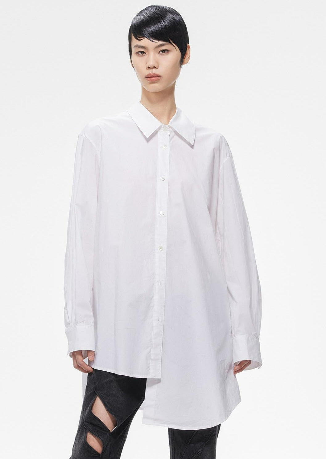 Shirts / JNBY Loose Fit Asymmetric Cotton Long Sleeve Shirt