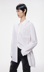 Shirts / JNBY Loose Fit Asymmetric Cotton Long Sleeve Shirt