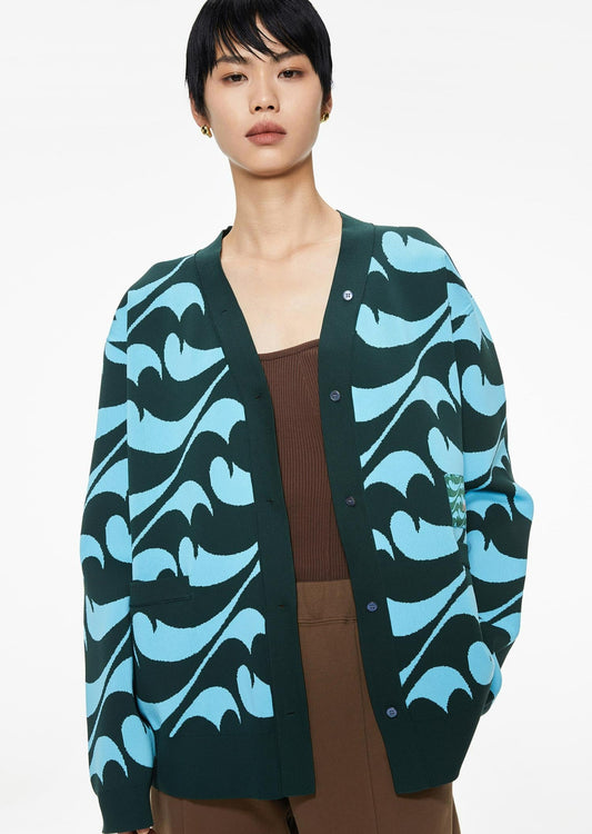 Cardigans / JNBY Mid Length Spray Print Long Sleeve Cardigan