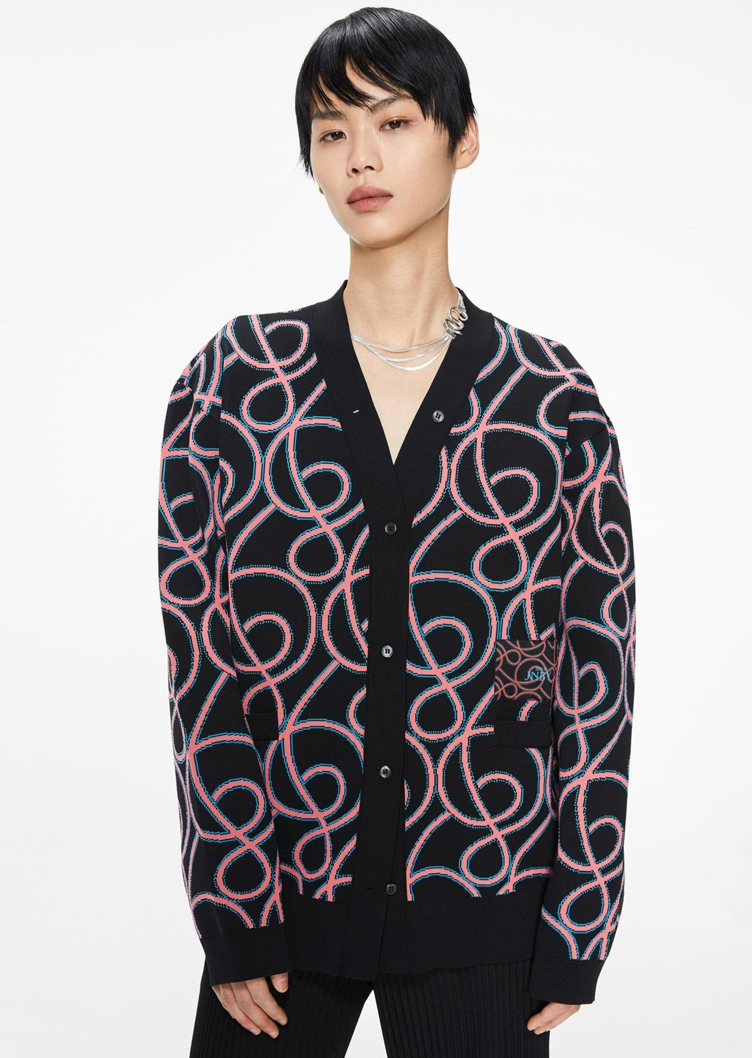 Cardigans / JNBY Mid Length Spray Print Long Sleeve Cardigan