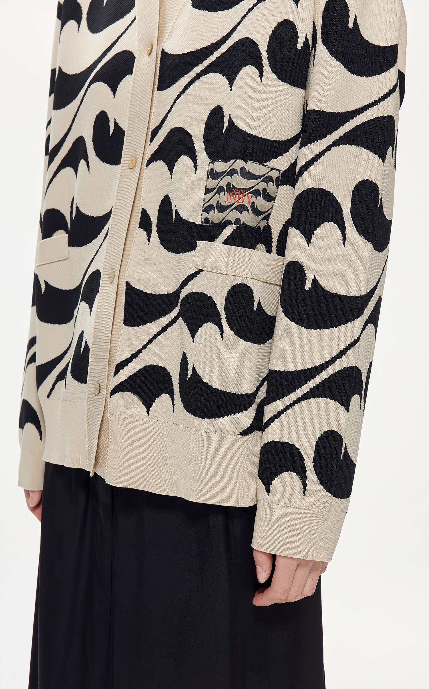 Cardigans / JNBY Mid Length Spray Print Long Sleeve Cardigan