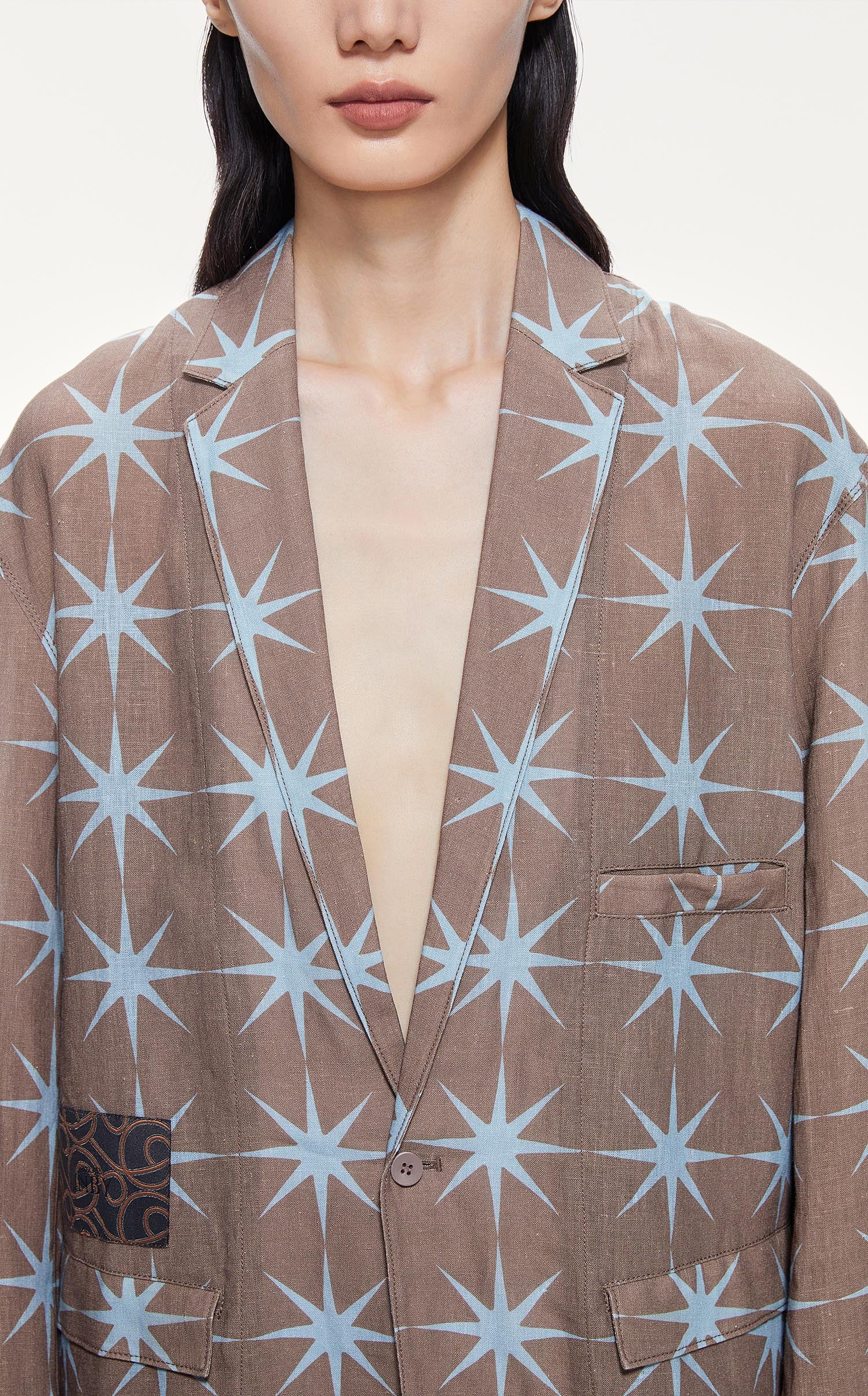 Blazers / JNBY Loose Fit Print Star Linen Blazer