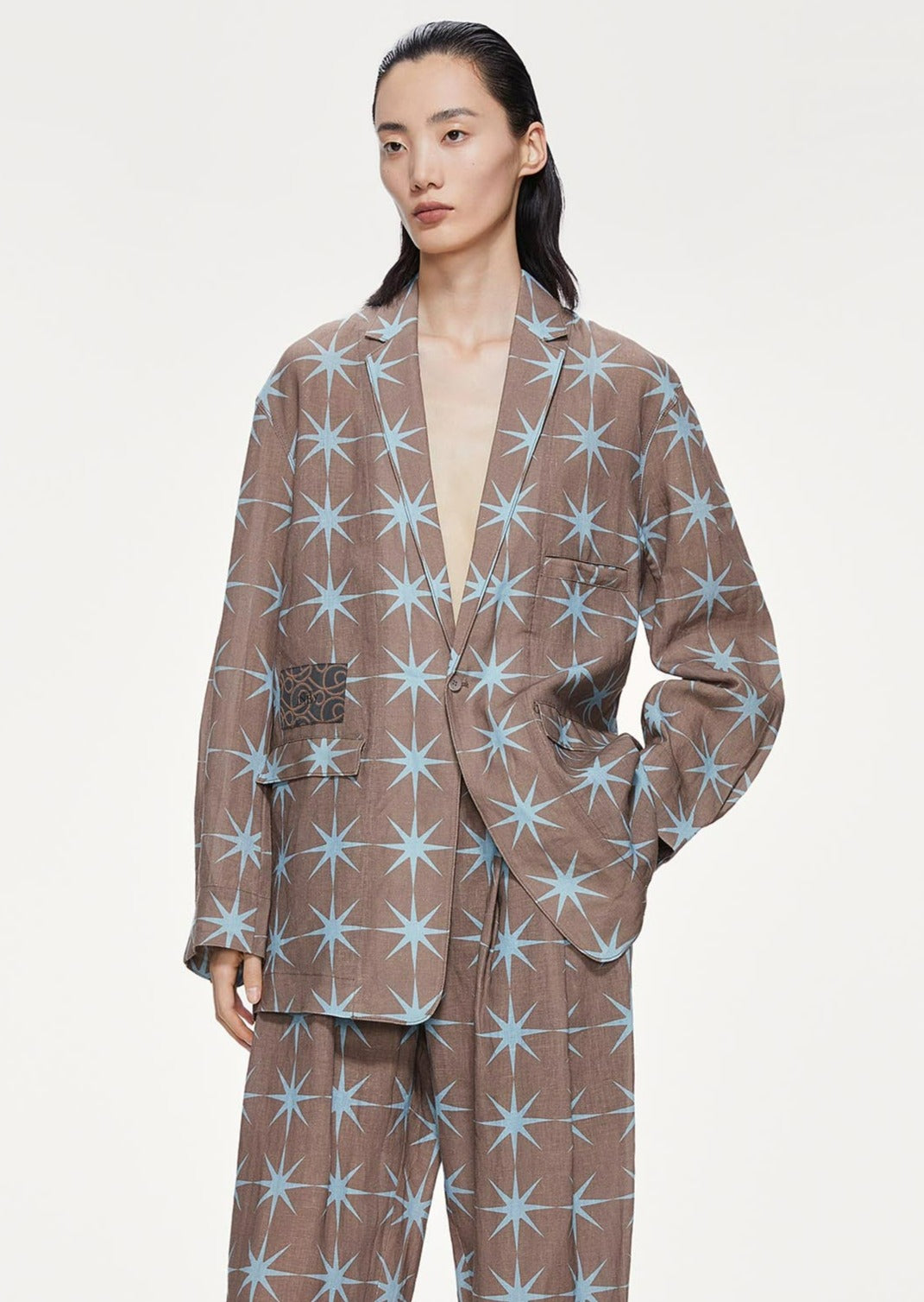 Blazers / JNBY Loose Fit Print Star Linen Blazer