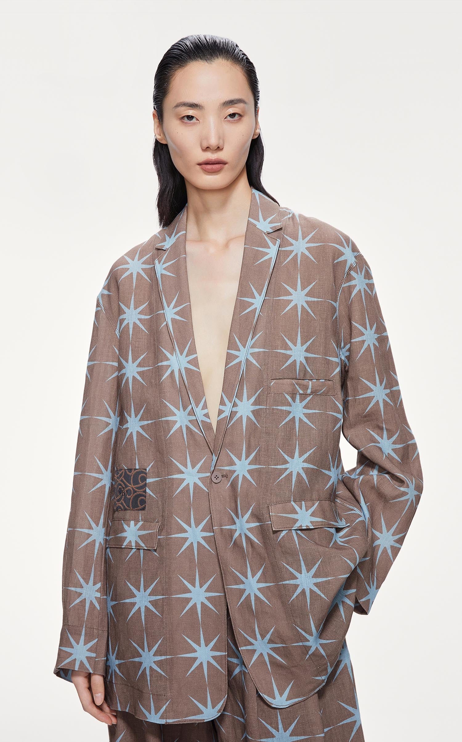 Blazers / JNBY Loose Fit Print Star Linen Blazer