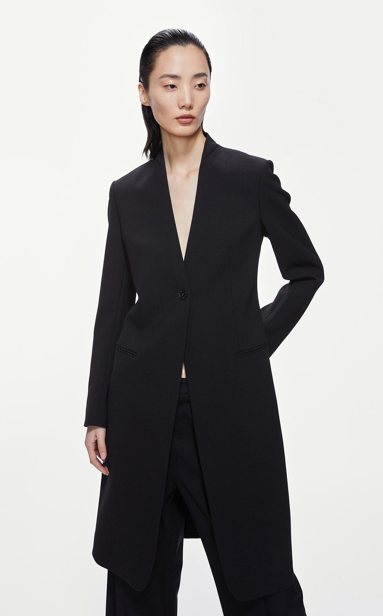 Coat / JNBY Fit V-Neck Long Sleeve Trench Coat