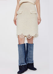 Skirts / JNBY Raw Hem Straight Knitted Skirt