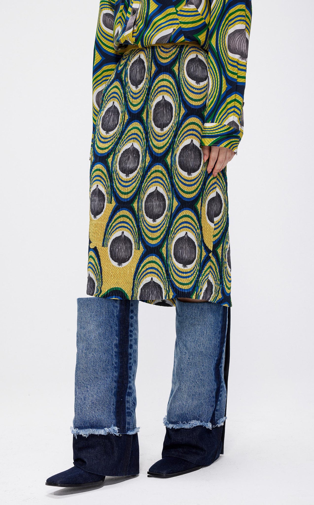 Skirts / JNBY Vegetable-print Midi Skirt（Black Friday Flash Sale)