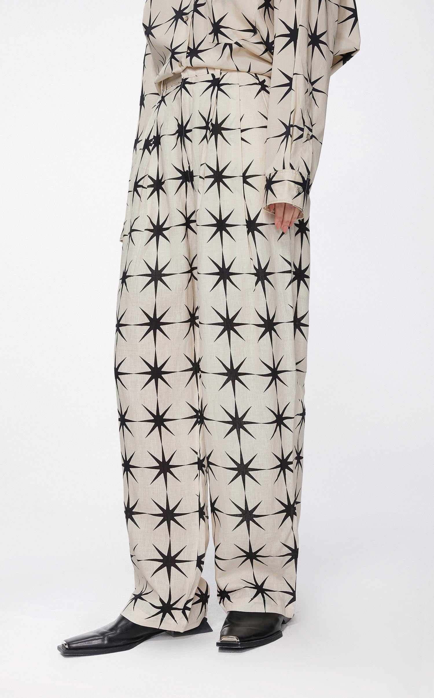 Pants / JNBY Loose Fit Full Print Linen Pants