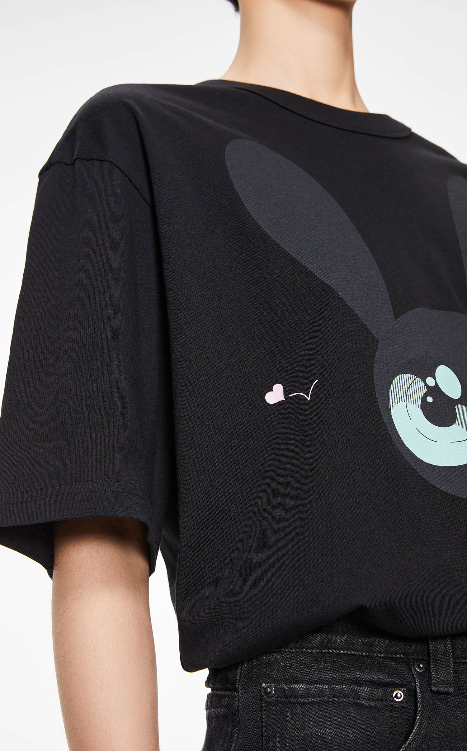 T-Shirt / JNBY Loose Fit Print Bunny H-Line Short Sleeve T-Shirt