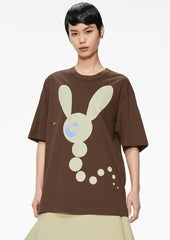 T-Shirt / JNBY Loose Fit Print Bunny H-Line Short Sleeve T-Shirt