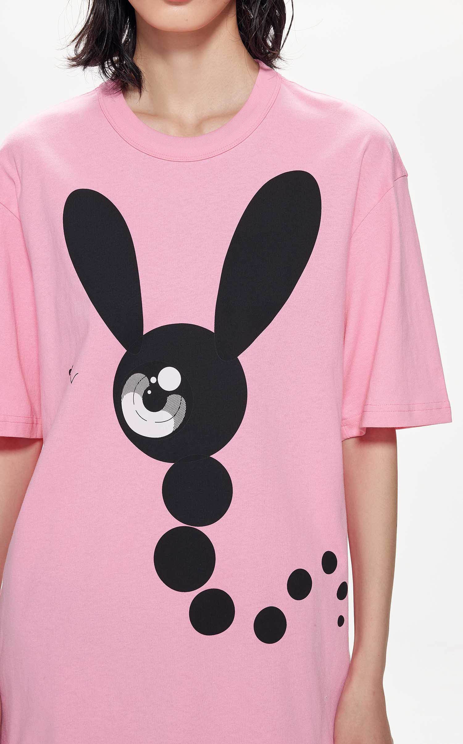 T-Shirt / JNBY Loose Fit Print Bunny H-Line Short Sleeve T-Shirt