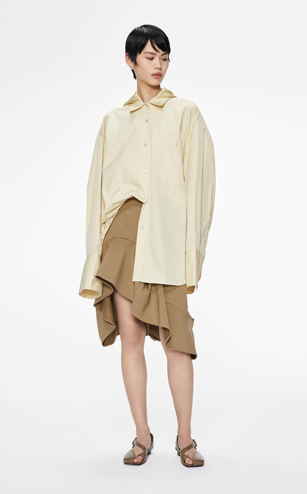 Shirts / JNBY Oversize Solid Color H-Line Long Sleeve Shirt