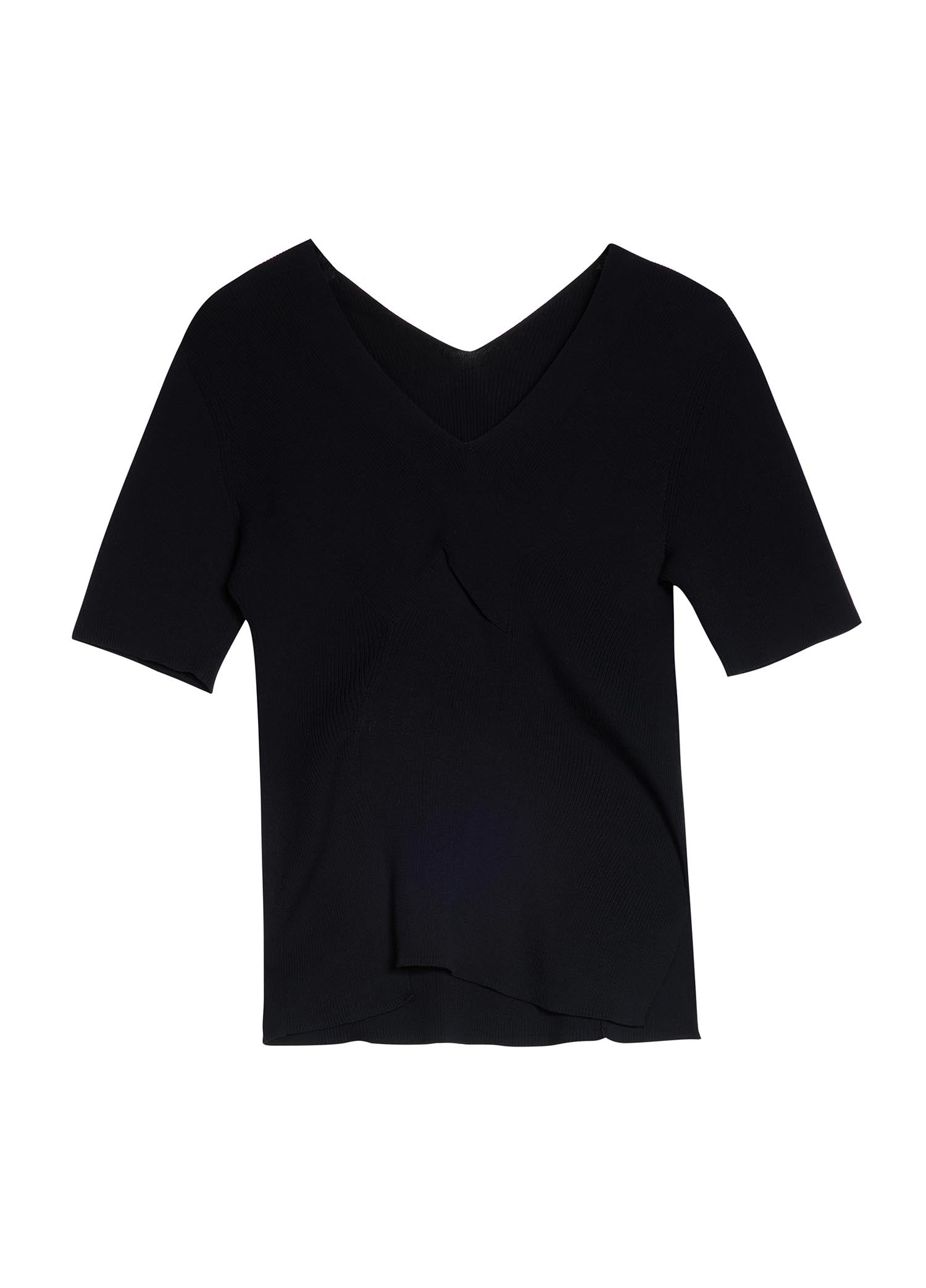 Sweaters / JNBY V-Neck Asymmetric Hem Short Sleeve Pullover