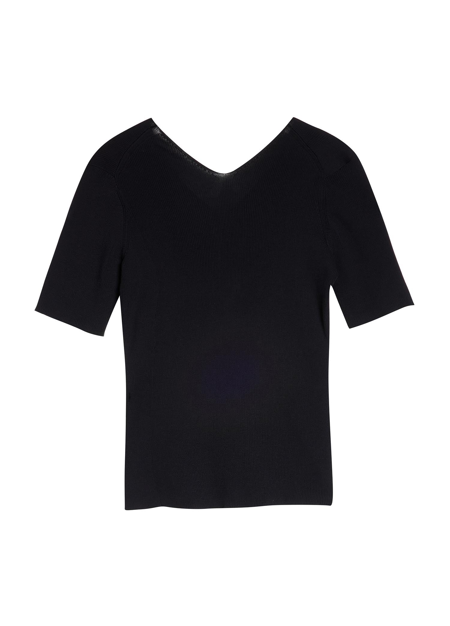 Sweaters / JNBY V-Neck Asymmetric Hem Short Sleeve Pullover