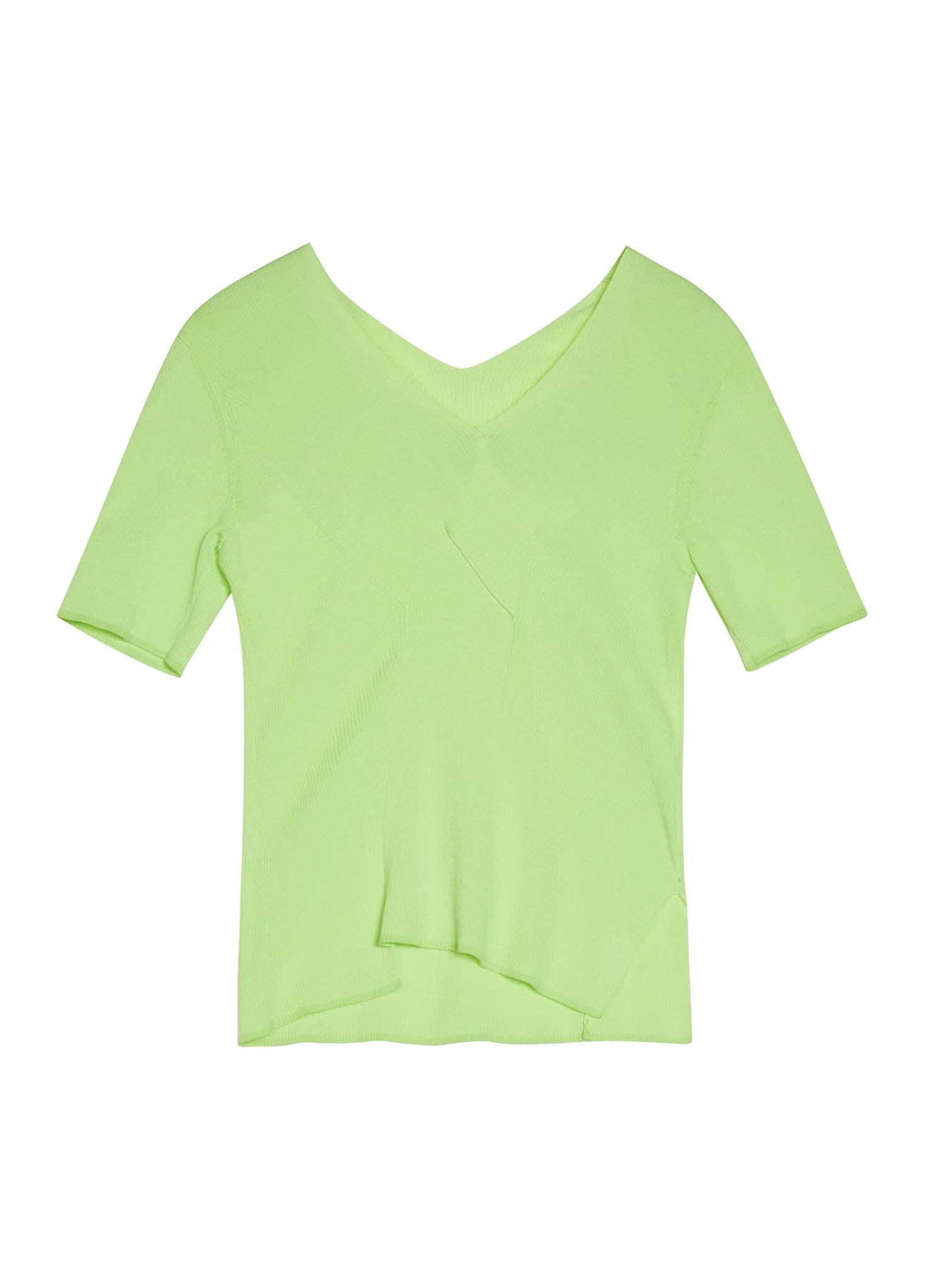Sweaters / JNBY V-Neck Asymmetric Hem Short Sleeve Pullover