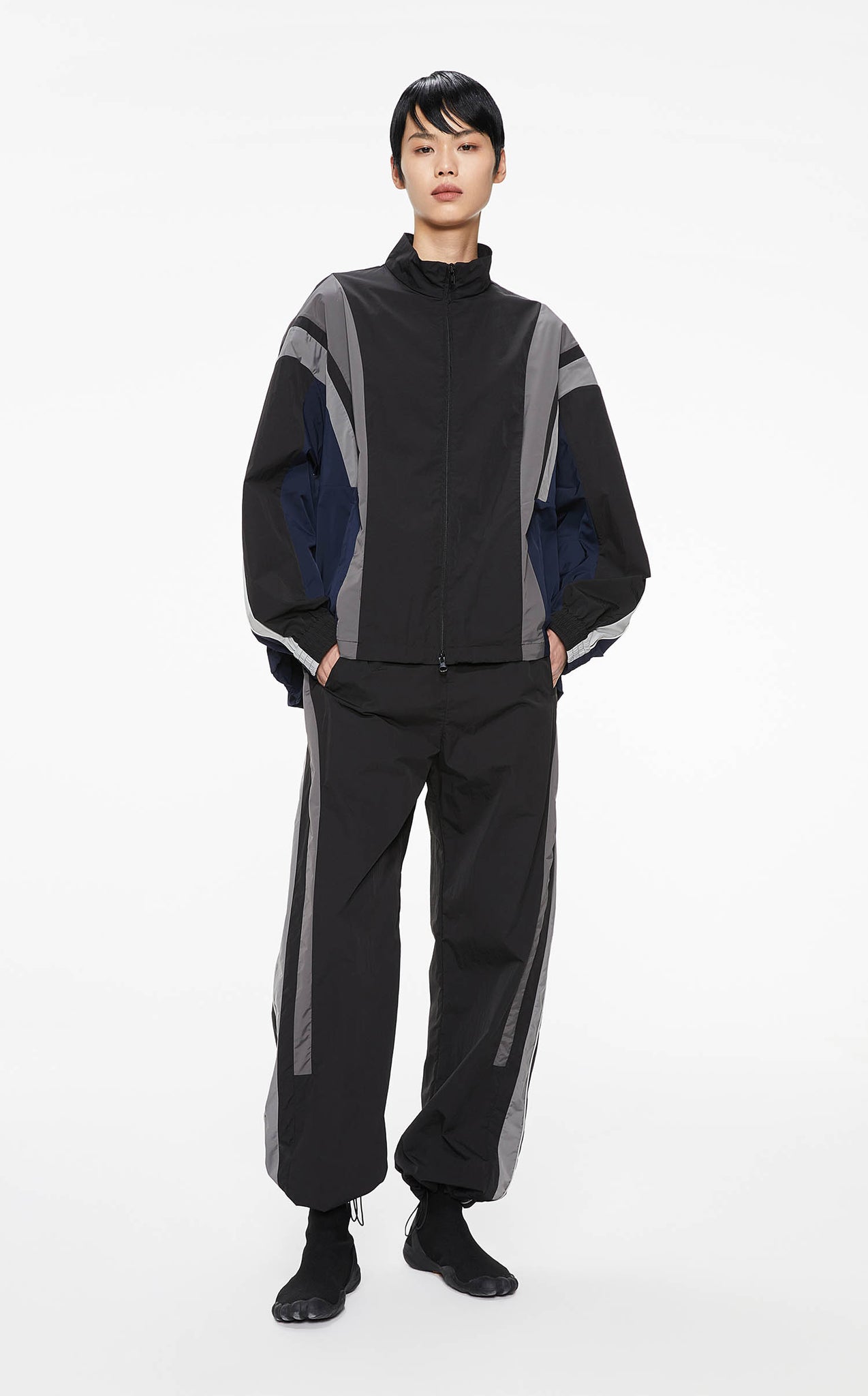 Jacket / JNBY Loose Fit Stand-Collar H-Line Sport Jacket