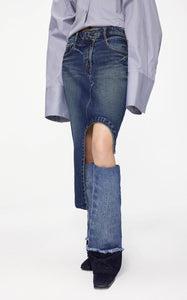 Skirt / JNBY Asymmetric Hem Denim Midi Skirt
