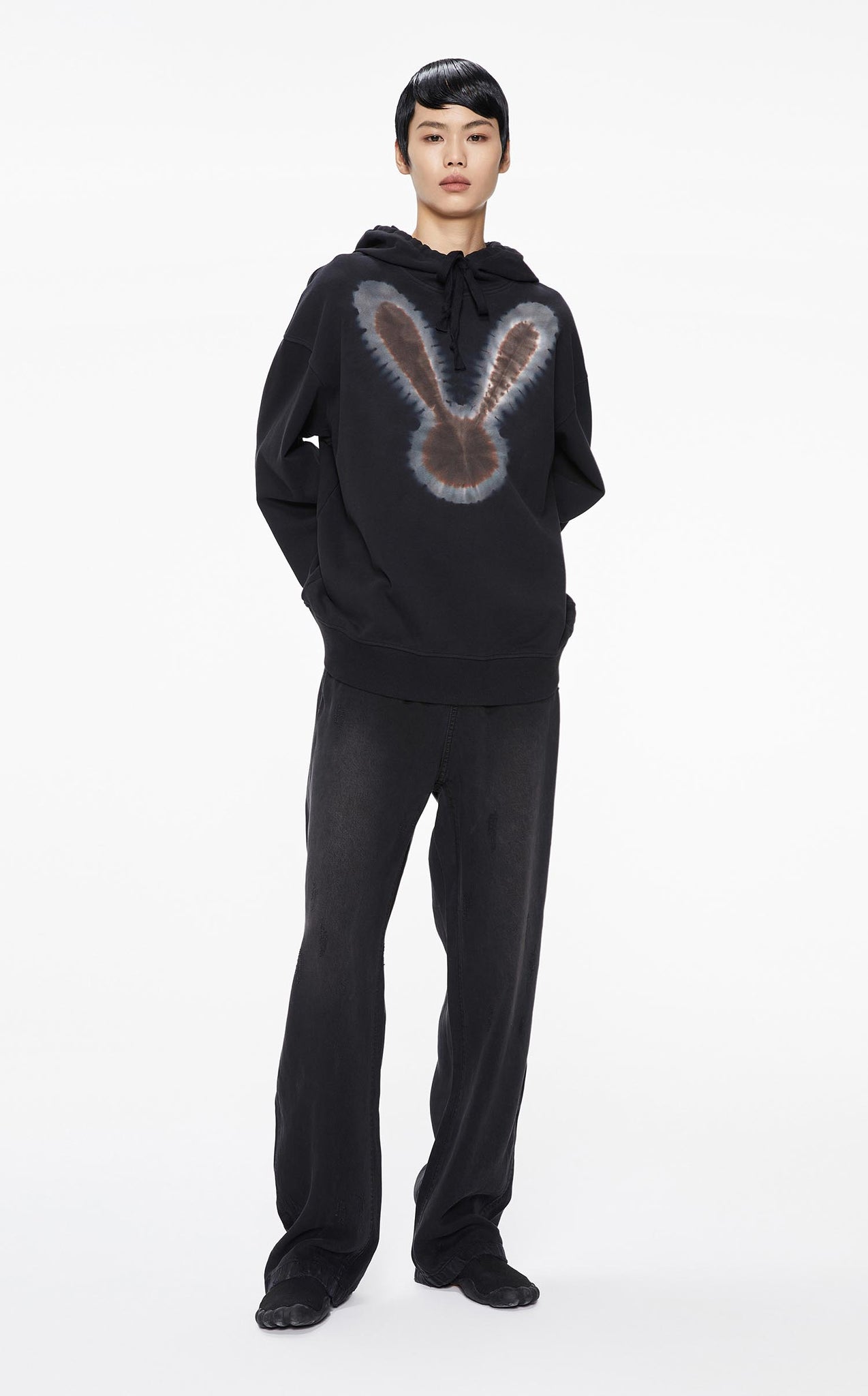 Hoodies / JNBY Loose Fit Bunny Patterned Long Sleeve Hoodies (100% Cotton)