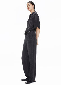 Jumpsuits / JNBY Loose Fit Twilled Short Sleeve Denim Jumpsuit