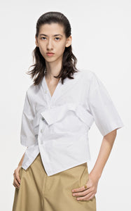 Shirt / JNBY Asymmetrical Short Sleeve Button-down Shirt (100% Cotton)