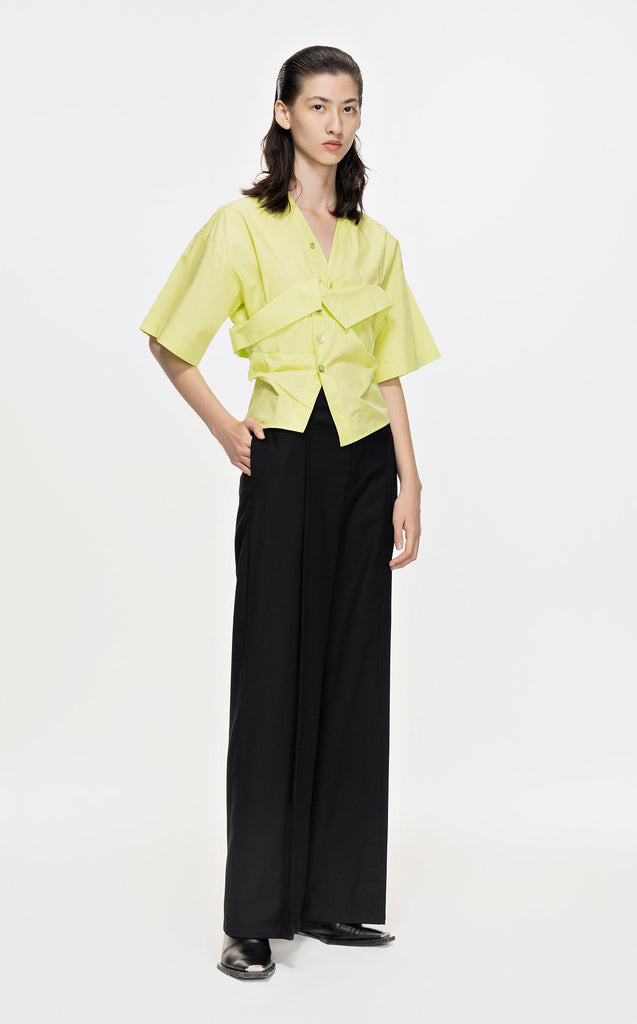 Shirt / JNBY Solid Asymmetric Short Sleeve Shirt (100