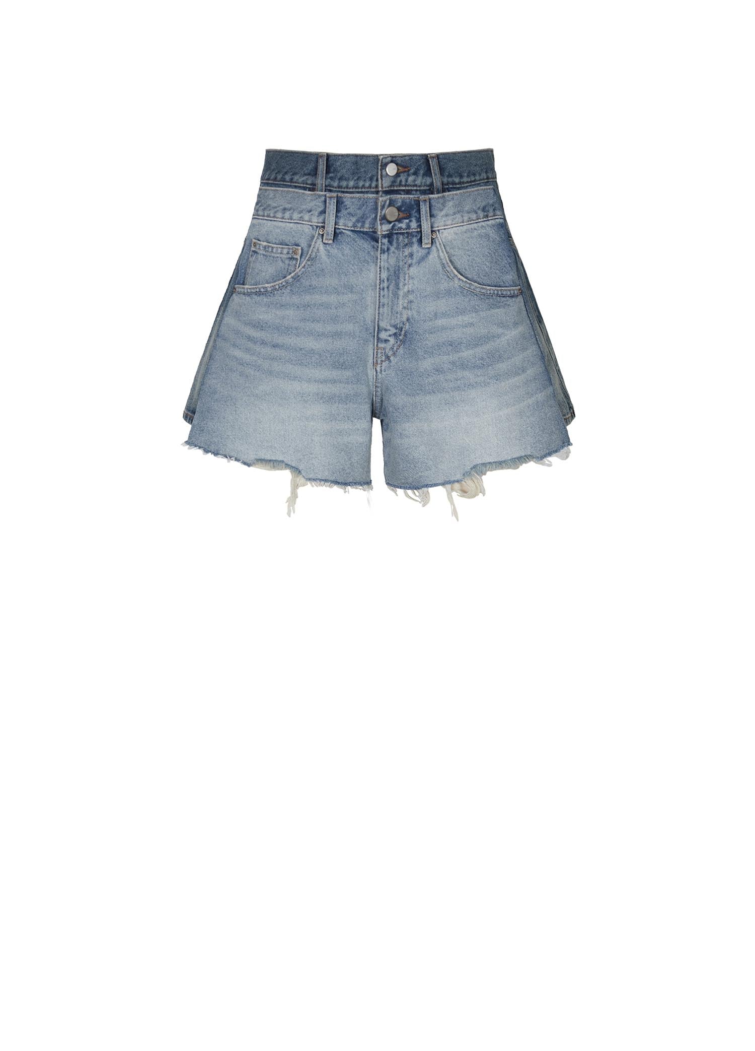 Shorts / JNBY High Rise Color Blocks Denim Shorts (100% Cotton)